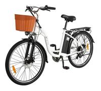 Vélo Électrique - Dyu C6 - Roues 26" - Moteur 350w - Batterie 36v 12.5ah - Shimano 7 Vitesses - Autonomie Maximale 70km - Blanc Multicolore