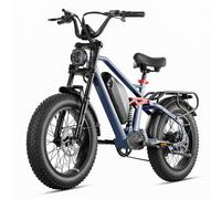 Vélo Électrique Eahora Terra, 1500w 48v15ah, 50 Km/H, Pneus Tout-Terrain 20 Pouces X 4,0 Pouces, Ipx6, Shimano 7 Vitesses, Freins À Disque Hydrauliques Avec Coupure Moteur - Bleu
