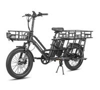 Vélo électrique Fafrees FF20 CUV Cargo familial longtail 48V12 Ah, double batterie, moteur 250W, autonomie de 140 km, Noir