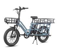 Vélo électrique Fafrees FF20 CUV - Moteur 250 W - 2 batteries doubles 12 Ah - avec panier arrière - Bleu