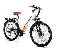 Vélo Électrique - HILAND 26"" 250W, avec 7 Vitesses,Vélo Urbain, équipé de Batterie 36V 7,8Ah, Unisexe - Blanc