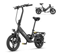 Vélo Électrique Hillmiles Mile 1, Batterie 36v 10.4ah, Pneus 14x2.0, Vitesse 25 Km/H, Autonomie 40-65 Km, Ip65, Noir