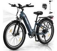 Vélo Électrique- HITWAY - 26x3.0 Fat Tire - Batterie amovible 48V 18Ah, Shimano 7 Vitesse, Bleu Bleu