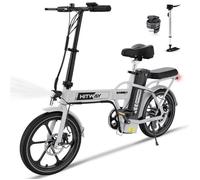 Vélo Électrique HITWAY E-Bike 16"" 10.4Ah 36V Batterie Amovible, Vélos Pliants, Autonomie 35-90KM, Moteur 250W, Blanc