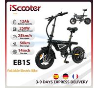 Vélo électrique iScooter EB1S, moteur 250W, batterie lithium 10Ah, autonomie 50 km, vélo électrique de ville pliable 14 pouces pour adultes EB1S