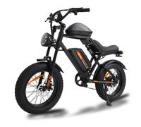 Vélo électrique JKING FXH-002, 48 V 500 W, autonomie de 40 km en mode 100 % électrique, pneus tout-terrain 20 x 4 pouces, transmission SHIMANO 7 vitesses, suspensions avant et arrière