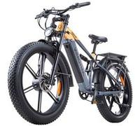 Vélo électrique KIMDYMA K03, 2 moteurs de 1000 W, batterie de 20 Ah, 7 vitesses, freins hydrauliques, jaune