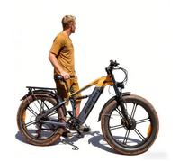 Vélo électrique KIMDYMA K03 , double moteur 2 × 1000W, batterie 48V 20Ah, pneus 26 × 4,0 pouces, freins hydrauliques, Jaune