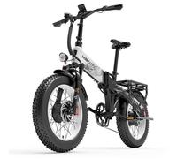 Vélo Électrique Lankeleisi, Dual Moteurs 2000W Batterie 48V20AH Vélo Pliant, Autonomie 100-130KM, 3 Modes de Conduite Blanc