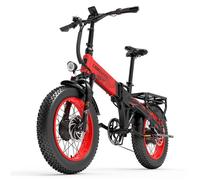 Vélo Électrique Lankeleisi, Dual Moteurs 2000W Batterie 48V20AH Vélo Pliant, Autonomie 100-130KM, 3 Modes de Conduite Rouge