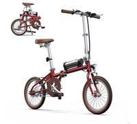 Vélo électrique OneSport OT02 16'', Moteur 250W, Batterie 5.2AH, Freins V-Brake, 25KM/H Max, Sans Accélérateur, Rouge
