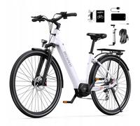 Vélo Électrique - Onesport Ot07 - Moteur Bafang Mid-Drive - 25 Km/H- 36v14ah -Capteurs De Couple - Frein Hydraulique - Batterie 374,4wh - Pneu 700c - Blanc