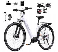 Vélo Électrique - Onesport - Ot07 - Moteur Central Bafang 250 W - Batterie 36 V 14 Ah - Autonomie 110 Km - Vitesse Maximale 25 Km/H - Système De Freinage Hydraulique - Pneus 700*45c - Blanc