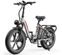 Vélo électrique - OVIVO - C2PRO - Autonomie 120 km - Batterie Amovible 48V 18Ah - BAFANG 250W - 20″ x 4.0″ - Pliable - Rouge Argent