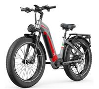Vélo électrique - OVIVO - V6PRO - Autonomie 150 km - Batterie Amovible 48V 20Ah - BAFANG 250W - 26″ x 4.0″ - Rouge + Argent