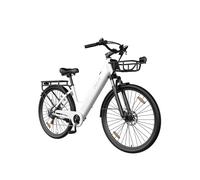 Vélo électrique PIXAR C1 PRO pour trajets quotidiens, batterie 36 V 18 Ah, transmission Shimano 7 vitesses, freins hydrauliques - Blanc