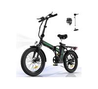 HITWAY Vélo électrique Pliable 20*3.0 E-Bike Noir Vert - Batterie Amovible 36V12Ah - Ecran LCD Noir