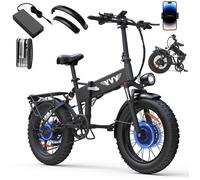 Vélo Électrique Pliable-20""*4.0pneus tout terrain-Moteur 2000W-Batterie Amovible 48V/23Ah-Autonomie 80km-Shimano 7 vitesses-Noir