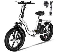 Vélo Électrique Pliable 20"" EVERCROSS TECH EK6 - 48V13Ah - 250W - Freins Double Disque - Blanc