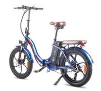vélo électrique pliable 20 pouces, batterie 250W 36V 18AH avec super capacité,Shimano 7S, 20"*3.0 Fat Tire Bleu Aurora