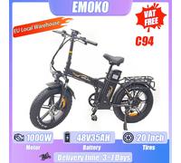 Vélo électrique pliable emoko C94, moteur 1000W, batterie 48V35AH, grande autonomie, vélo de transport électrique pour adultes, 20*4.0, vélo électrique de voyage 1000W 48V35AH
