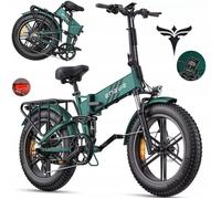velo electrique pliable ENGWE ENGINE Pro 2.0 Autonomie 110km Batterie 52V16Ah Tout suspendu Pneus snow 20 pouces VTT Fat bike Vert