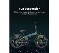 Vélo Électrique Pliable Engwe Engine Pro 2.0 Autonomie 110km Batterie 52v16ah Tout Suspendu Pneus Snow 20 Pouces Vtt Fat Bike Vert