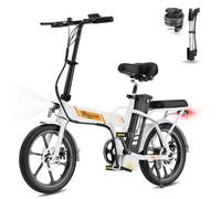 Vélo électrique Pliable EVERCROSS TECH Gros Pneus 16"" EK5- Batterie amovible 36V Moteur 350W Freins Double Adulte - Blanc