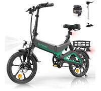 Vélo électrique pliable HITWAY de 16"" Noir - Alliage de magnésium - Hauteur réglable - Freins à Double Disque