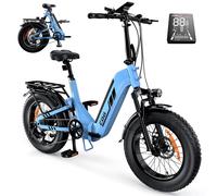 Vélo électrique pliable iScooter EB8 avec batterie 48 V 15 Ah - Bleu