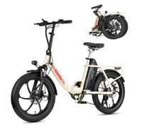 Vélo Électrique Pliable MAXTRON Mule 20"", Batterie Amovible 48V 20Ah-Shimano 7 vitesses- blanc