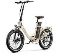 Vélo Électrique Pliable - ONESPORT - OT16-2 - Autonomie 100km - Moteur 250W - Freins à Disque - Beige