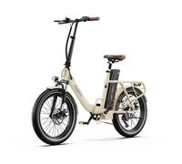 Vélo électrique Pliable pour Adulte OneSport OT16-2, Moteur 250 W, Batterie 17 Ah,Shimano 7 vitesses, Bluetooth, Blanc Cassé