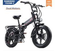 Vélo électrique pliable RANDRIDE YX20M-2 48V 20Ah 7 vitesses pneus 20 pouces tout-terrain larges noir