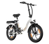Vélo Électrique Pliable ZAZAWORK C16 Autonomie 80-100km 7 Vitesses Freins À Disque Amortissement Avant Blanc