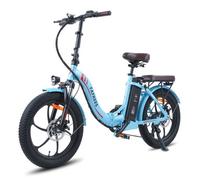 Vélo électrique pliant 20” FAFREES F20 Pro - 500W - Batterie Amovible 36V 18Ah - Shimano 7 Vitesses VTT Électrique - Bleu clair