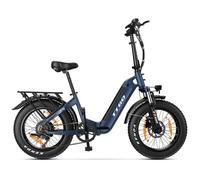 Vélo électrique pliant avec 20 pouces Fat Tire, moteur 65Nm 250W, construction légère en aluminium, autonomie jusqu'à 100 km, transmission 7 vitesses Ebike hommes femmes bleu