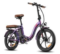 Vélo électrique pliant FAFREES F20 Pro avec batterie 20 Ah, pneus larges 20 pouces, 7 vitesses - Violet