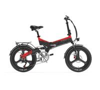 Vélo électrique pliant LANKELEISI G650 500W, 48V 12.8Ah, suspension intégrale, 7 vitesses Shimano, autonomie 110km,Noir rouge