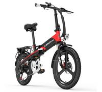 Vélo électrique pliant LANKELEISI G660 20 pouces 500 W 48 V 20 Ah, rouge