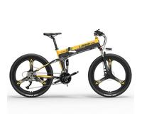 Vélo électrique pliant LANKELEISI XT750 Sports, 9 vitesses, Jaune