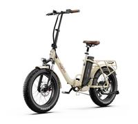 Vélo Électrique Pliant Onesport Ot16 Max 20x4.0, 48v 18ah, 25-50 Km/H, Freins Hydrauliques, Fat Bike Confort, Beige Clair