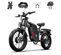 Vélo électrique pour adulte, double moteur, batterie lithium-ion 52V 24Ah, autonomie maximale de 45 à 90 kilomètres, pneus de 20 pouces de large, suspension intégrale, vélo électrique à 7 vitesses.