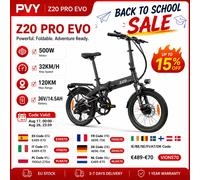Vélo électrique PVY Z20 PRO EVO, batterie 36V/14.5Ah, autonomie 120 km, moteur à couple de 500W, pneus 20 pouces, Ebike white