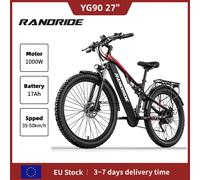 Vélo électrique RANDRIDE YG90, moteur 1000W, batterie 48V 17Ah, freins hydrauliques 21 vitesses, pneus de 27,5 pouces, vélo électrique de montagne YG90 27inch 1000W 17AH