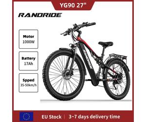 Vélo électrique RANDRIDE YG90, moteur 1000W, batterie 48V 17Ah, freins hydrauliques 21 vitesses, pneus de 27,5 pouces, vélo électrique de montagne YG90 27inch 1000W 17AH