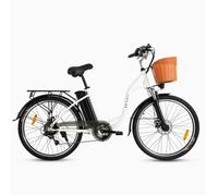 Vélo électrique rétro DYU C6, 36 V 12,5 Ah, avec panier et porte-bagages arrière, blanc