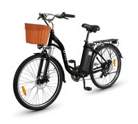Vélo électrique rétro DYU C6, 36 V 12,5 Ah, avec panier et porte-bagages arrière, noir