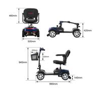 Vélo Électrique Senior 4 Roues 300W Capacité 136 kg Vitesse 6 km/h Batterie Amovible Siège Pivotant 360 Bleu S1 SPORT