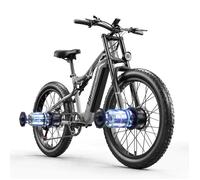Vélo Électrique Shengmilo S600 Gris 2000w Double Moteurs 17.5ah Samsung Batterie Électrique 26 "Pouces Max 50km/H Fat Bike Vtt Multicolore